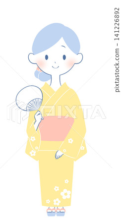 身穿浴衣的年輕女子插圖 身穿浴衣的年輕女子插圖 141226892
