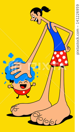 Giant Washing a Small Child Giant Washing a Small Child 141226959