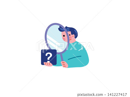 Illustration of a businessman investigating a problem Illustration of a businessman investigating a problem 141227417