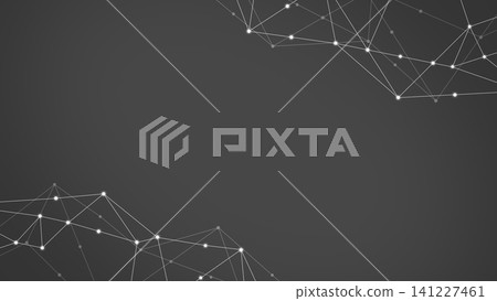 Black network background with abstract technology design of connection lines and nodes, with copy space. Black network background with abstract technology design of connection lines and nodes, with copy space. 141227461