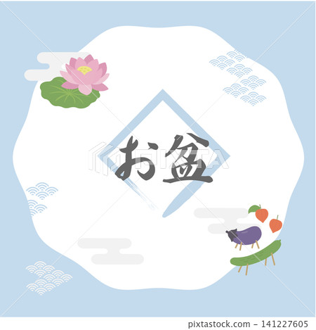 盂蘭盆節橫幅插圖，日式扁平向量插圖，背景模板，夏季素材，盂蘭盆節素材 141227605