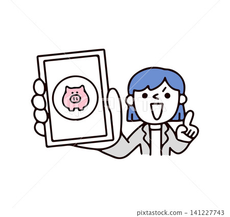 An illustration of a young woman in a suit using a household budgeting app. An illustration of a young woman in a suit using a household budgeting app. 141227743