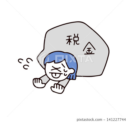 An illustration of a young woman in a suit being crushed by taxes. An illustration of a young woman in a suit being crushed by taxes. 141227744