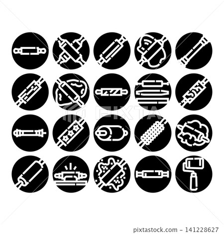 Rolling pin kitchen bakery equipment glyph icons 141228627