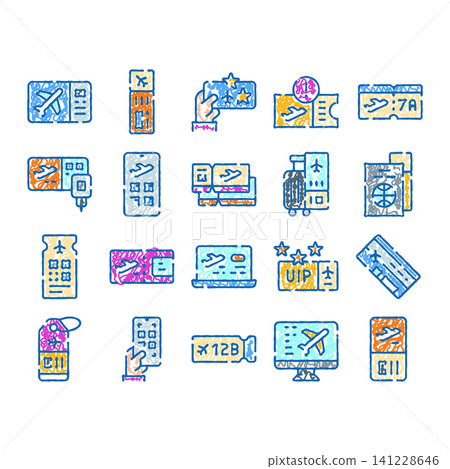 Air travel flight ticket boarding pass collection 141228646