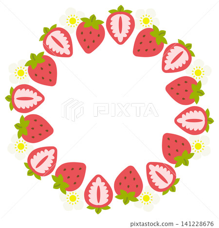 Retro pop strawberry circular frame Retro pop strawberry circular frame 141228676