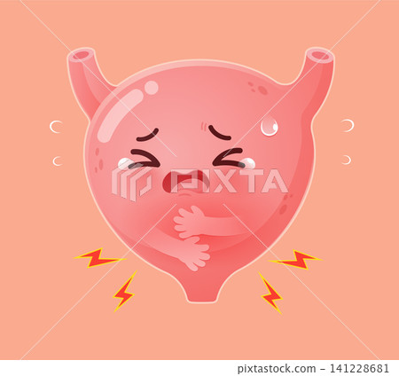Painful Inflamed Bladder Cartoon Illustration with Urinary Tract Infection Symptoms Painful Inflamed Bladder Cartoon Illustration with Urinary Tract Infection Symptoms 141228681