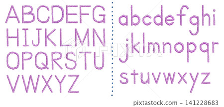 [Set of uppercase and lowercase letters of the alphabet] Hand embroidery illustration material 141228683