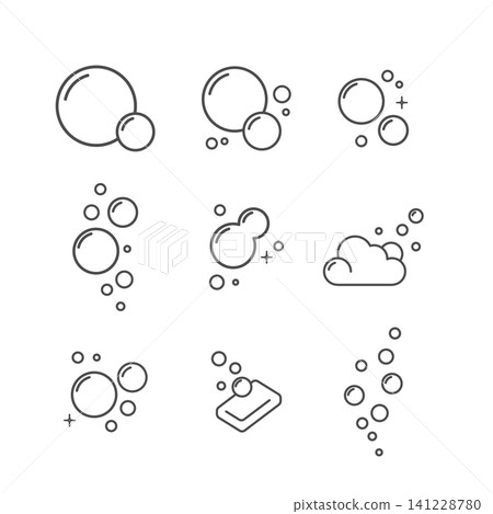 Foam Outline Icon Set | Soap, Cleansing, and Beauty Vector Materials 141228780