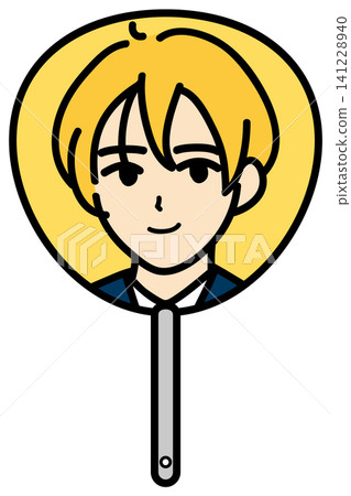 <粉絲活動> 印有男性角色插畫的風扇(黃色) <粉絲活動> 印有男性角色插畫的風扇(黃色) 141228940