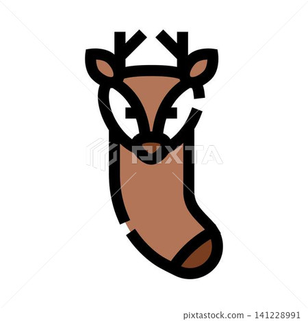 Deer head on christmas stocking icon design Deer head on christmas stocking icon design 141228991