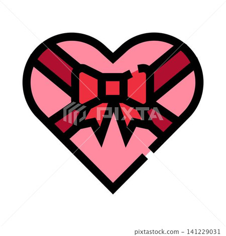 Heart shaped gift box with bow Heart shaped gift box with bow 141229031