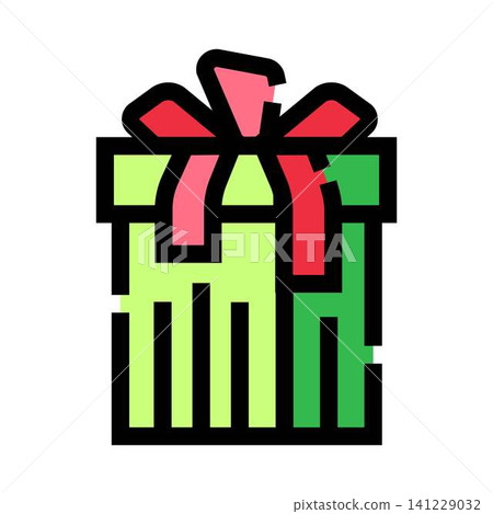 Green gift box with a red ribbon bow Green gift box with a red ribbon bow 141229032