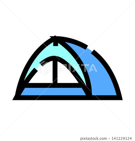 Blue dome tent icon for outdoor camping adventure Blue dome tent icon for outdoor camping adventure 141229124