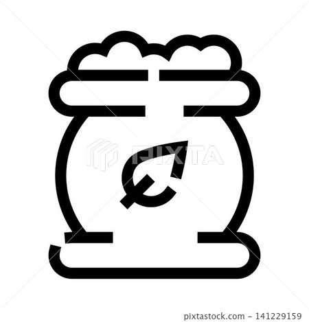 Bag of organic gardening soil with leaf icon Bag of organic gardening soil with leaf icon 141229159