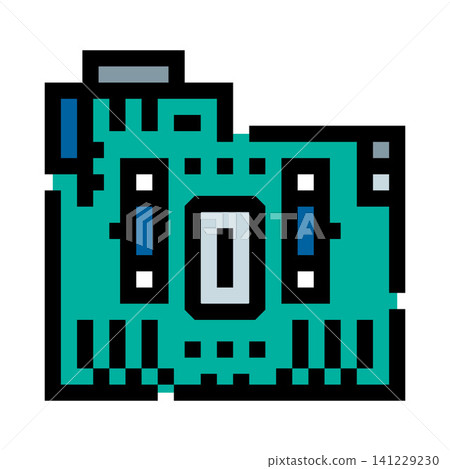 Pixel art circuit board representing technology components 141229230