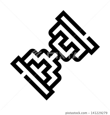 Hourglass symbol outline creating a maze design Hourglass symbol outline creating a maze design 141229279
