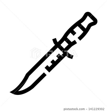 Combat knife icon illustrating hunting and survival tool Combat knife icon illustrating hunting and survival tool 141229302