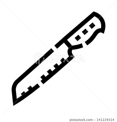 Bread knife serrated blade kitchen utensil icon Bread knife serrated blade kitchen utensil icon 141229314