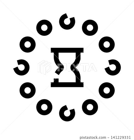 Hourglass icon with rotating loading circles Hourglass icon with rotating loading circles 141229331
