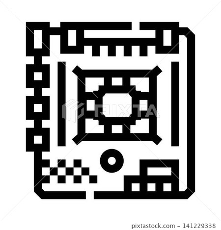 Processor socket on computer motherboard with microchip 141229338