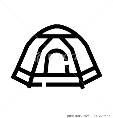 Camping tent line art icon for outdoor adventure Camping tent line art icon for outdoor adventure 141229386