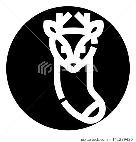 Deer head forming christmas stocking inside circle Deer head forming christmas stocking inside circle 141229420