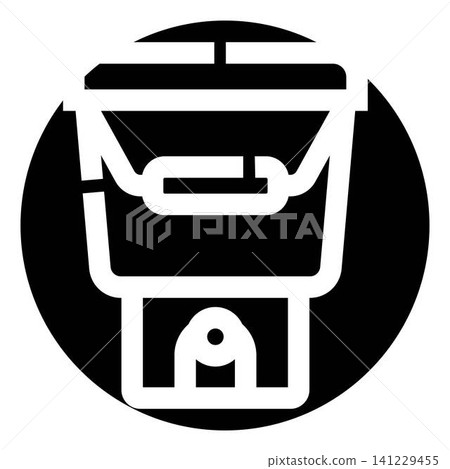 Lifting bucket with handle and water pump icon Lifting bucket with handle and water pump icon 141229455