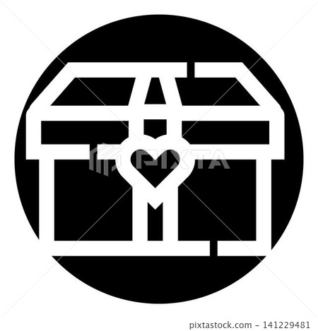 Treasure chest box with heart lock icon Treasure chest box with heart lock icon 141229481
