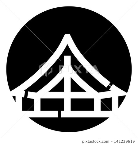 Minimal black and white asian architectural emblem 141229619