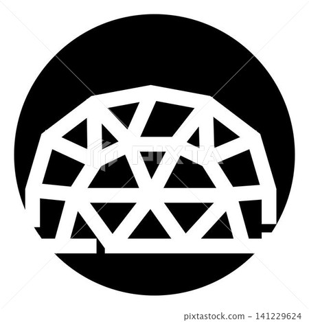 Geodesic dome structure icon with geometric pattern Geodesic dome structure icon with geometric pattern 141229624