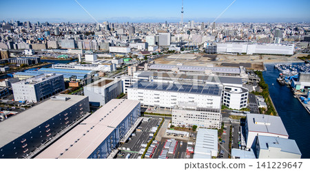 東京物流倉庫區的鳥瞰圖 東京物流倉庫區的鳥瞰圖 141229647
