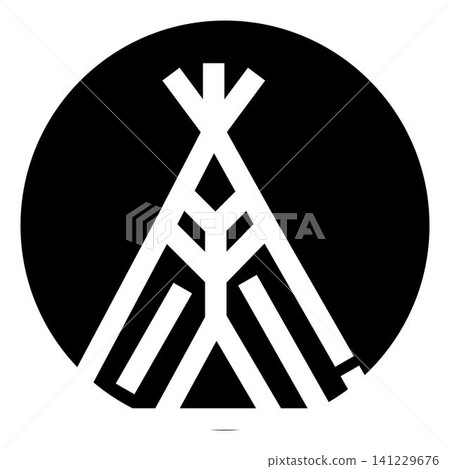 Stylized teepee icon creating minimal black design Stylized teepee icon creating minimal black design 141229676