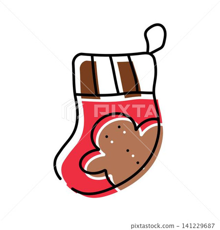 Christmas stocking with gingerbread cookie decoration 141229687