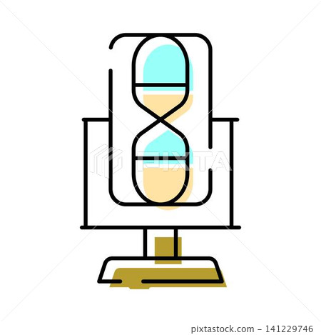 Desktop computer monitor displaying an hourglass countdown timer Desktop computer monitor displaying an hourglass countdown timer 141229746