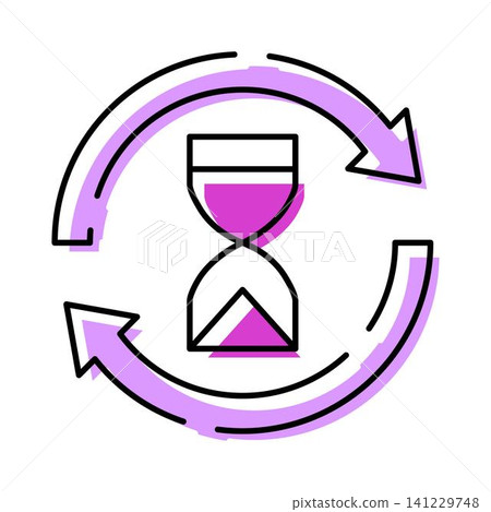 Hourglass cycle with arrows indicating time management 141229748