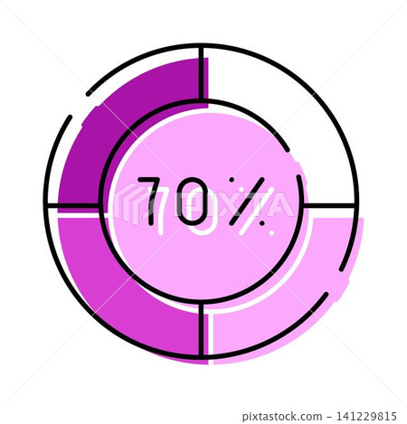 Circular seventy percent progress bar completion infographic Circular seventy percent progress bar completion infographic 141229815