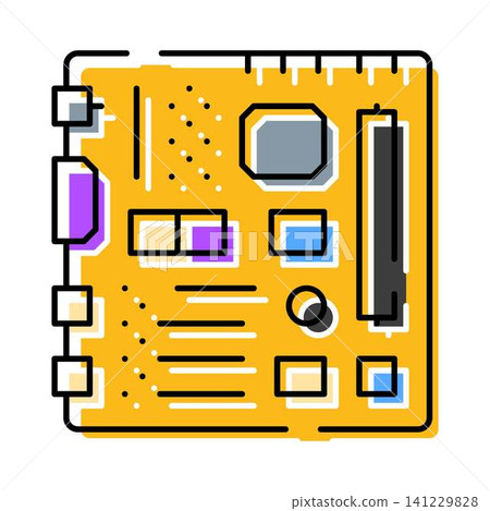 Motherboard computer hardware circuitry mainboard technology icon Motherboard computer hardware circuitry mainboard technology icon 141229828