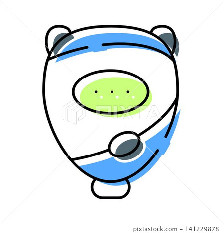 Robot character wearing headset for customer support Robot character wearing headset for customer support 141229878