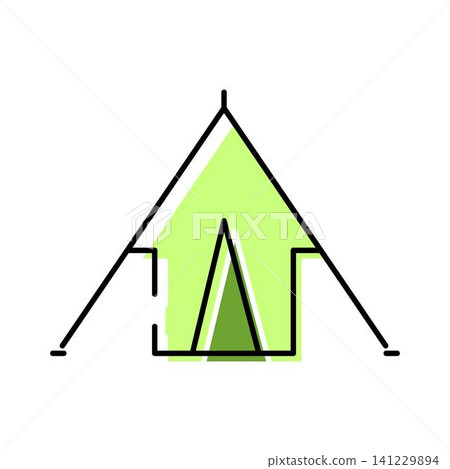 Camping tent green icon outdoor adventure leisure Camping tent green icon outdoor adventure leisure 141229894