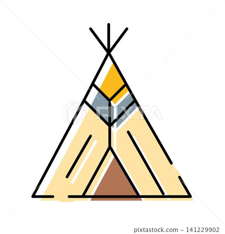 Traditional tipi tent offering shelter and nomadic cultural concept Traditional tipi tent offering shelter and nomadic cultural concept 141229902