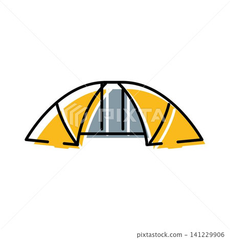 Camping tent icon symbolizing outdoor adventure travel Camping tent icon symbolizing outdoor adventure travel 141229906