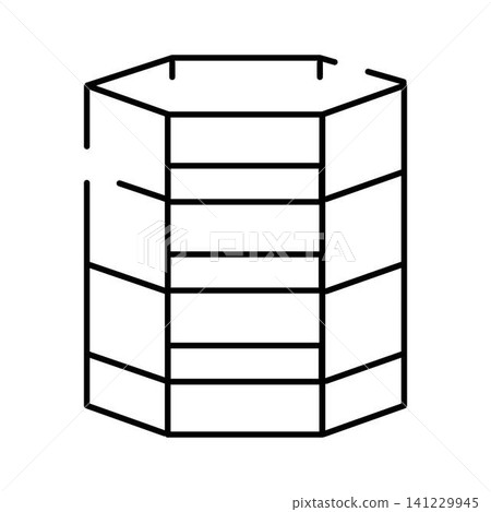 Hexagonal prism shape geometry abstract line illustration Hexagonal prism shape geometry abstract line illustration 141229945