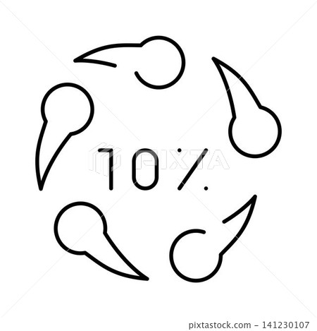 Ten percent recycling symbol showing circular economy Ten percent recycling symbol showing circular economy 141230107