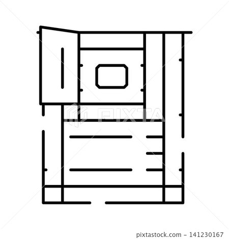 Armored storage safe cabinet security line icon Armored storage safe cabinet security line icon 141230167