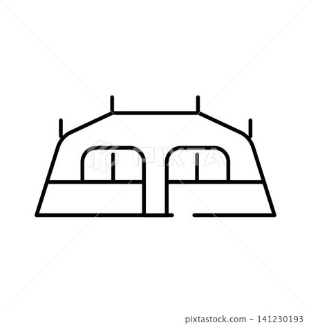 Camping tent outline providing shelter for outdoor recreation Camping tent outline providing shelter for outdoor recreation 141230193