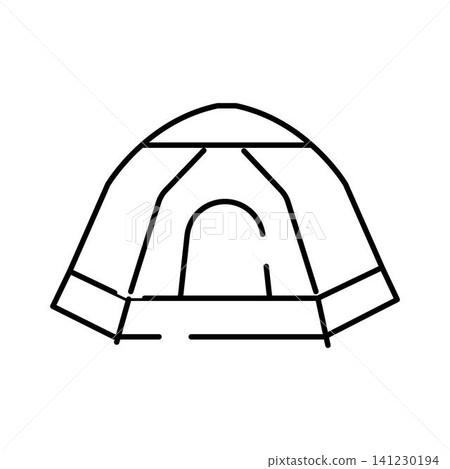 Camping tent line icon outlining outdoor travel adventure Camping tent line icon outlining outdoor travel adventure 141230194