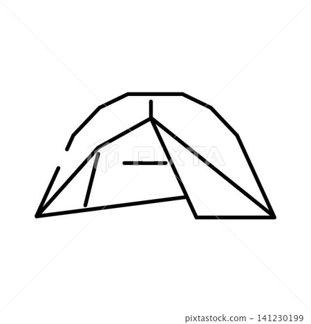 Camping tent line art minimal icon vector Camping tent line art minimal icon vector 141230199