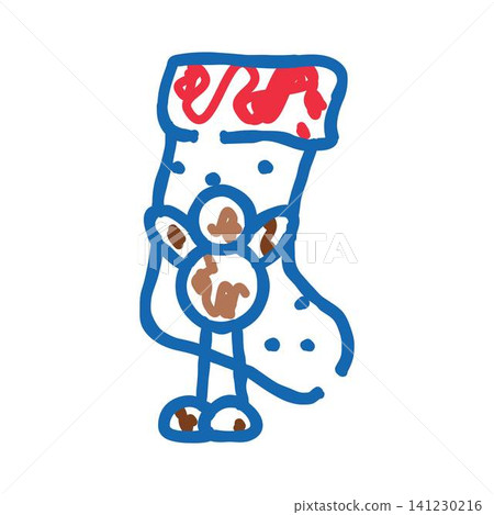 Doodle drawing of traditional christmas holiday stocking Doodle drawing of traditional christmas holiday stocking 141230216