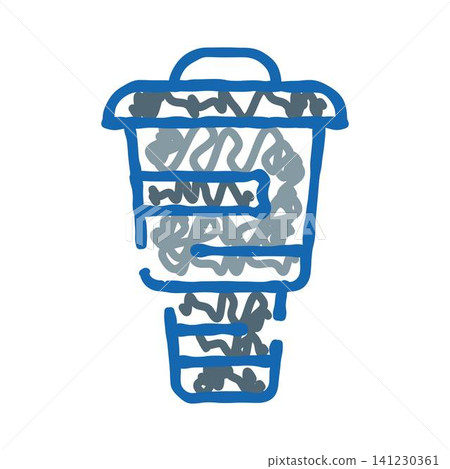 Waste bin doodle with overflowing garbage icon Waste bin doodle with overflowing garbage icon 141230361